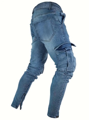 Street Elastic Jeans Ανδρικό τζιν παντελόνι Cargo Μονόχρωμο με πολλές τσέπες Κάτω φερμουάρ Casual Παντελόνι Slim Fit Daily Wear Joggers