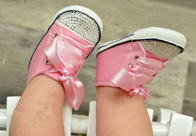 Roosa isikupärastatud nimi Baby Shoes Poiss Tüdruk Esimene kõndimine Lastetoas Deco Glitter Kohandatud Baby Shower Tossud