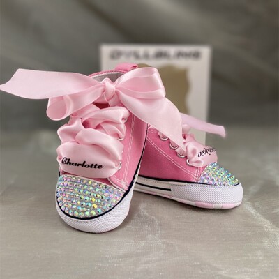 Roosa isikupärastatud nimi Baby Shoes Poiss Tüdruk Esimene kõndimine Lastetoas Deco Glitter Kohandatud Baby Shower Tossud