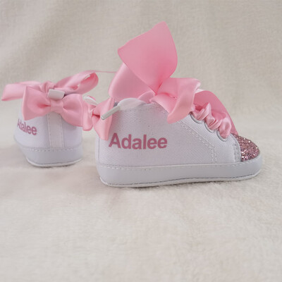 Roosa isikupärastatud nimi Baby Shoes Poiss Tüdruk Esimene kõndimine Lastetoas Deco Glitter Kohandatud Baby Shower Tossud