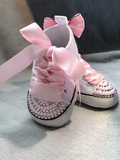 Roosa isikupärastatud nimi Baby Shoes Poiss Tüdruk Esimene kõndimine Lastetoas Deco Glitter Kohandatud Baby Shower Tossud