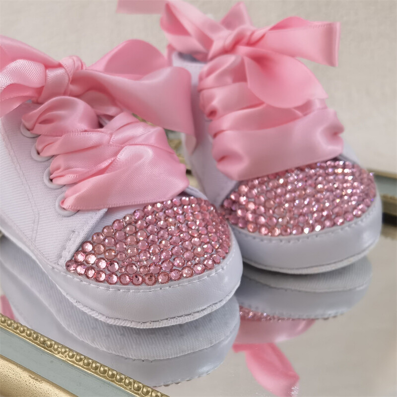 Roz Nume Personalizat Pantofi pentru Bebeluși Băiat Fată First Walking Nursery Deco Glitter Personalizați Adidași pentru Baby Shower