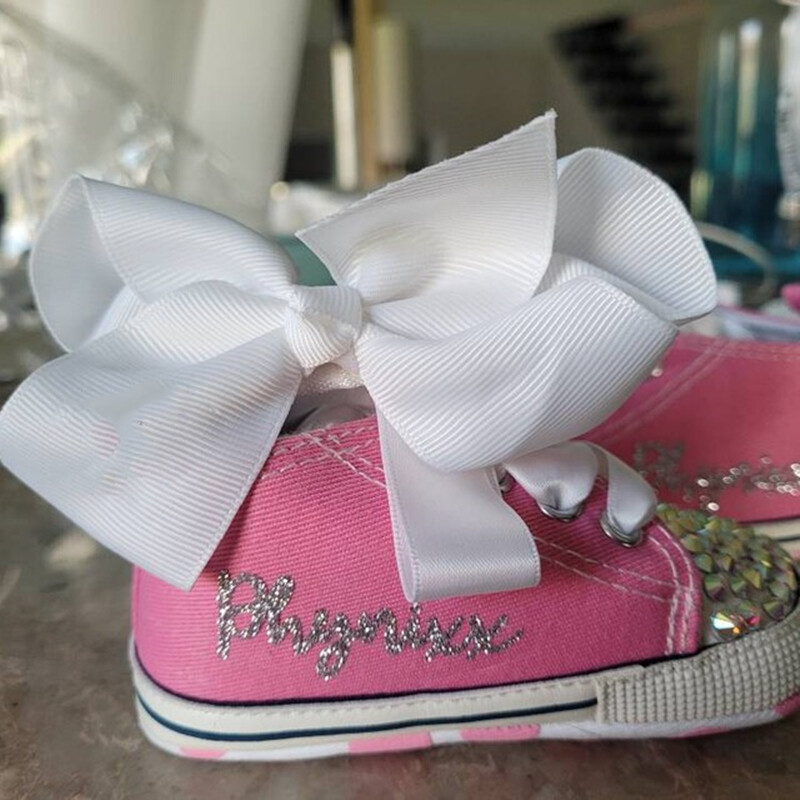 Roz Nume Personalizat Pantofi pentru Bebeluși Băiat Fată First Walking Nursery Deco Glitter Personalizați Adidași pentru Baby Shower