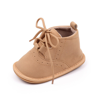 Jaundzimušo bērnu apavi šņorējami klasiski britu stila neslīdoši gumijas apavi ar mīkstu zoli, plakani apavi zēniem Infant Prewalker First Walking