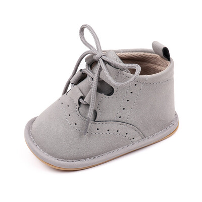 Jaundzimušo bērnu apavi šņorējami klasiski britu stila neslīdoši gumijas apavi ar mīkstu zoli, plakani apavi zēniem Infant Prewalker First Walking