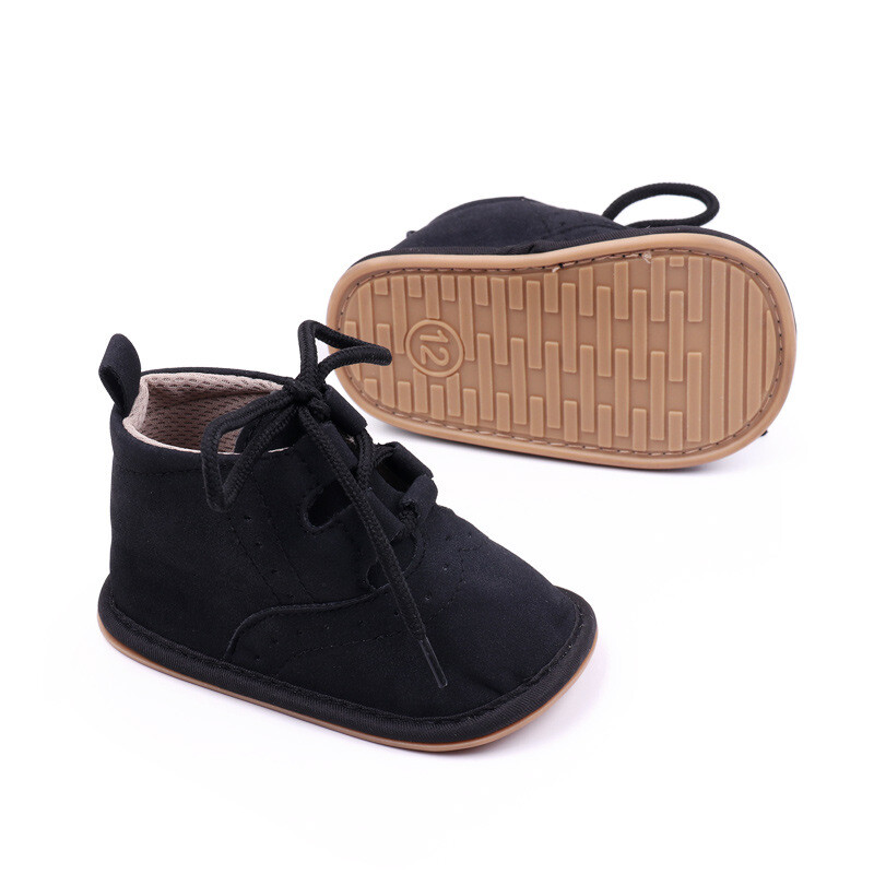Jaundzimušo bērnu apavi šņorējami klasiski britu stila neslīdoši gumijas apavi ar mīkstu zoli, plakani apavi zēniem Infant Prewalker First Walking