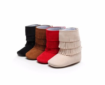 Βρεφικά μποτάκια για μωρά με θηλιά Fringe Hook Boot για αγόρια για νεογέννητο First Walkers PU Δερμάτινο μωρό μοκασίνιο σουέτ Μποτάκι για βρέφη