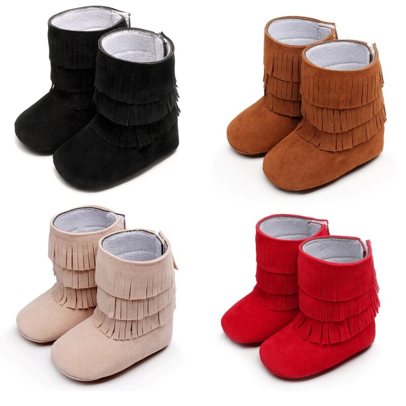 Βρεφικά μποτάκια για μωρά με θηλιά Fringe Hook Boot για αγόρια για νεογέννητο First Walkers PU Δερμάτινο μωρό μοκασίνιο σουέτ Μποτάκι για βρέφη