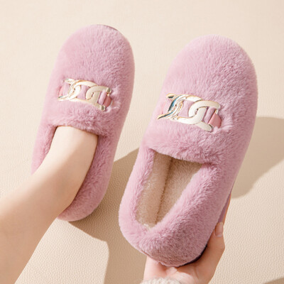 Téli Női Otthon Meleg Cipők Táskák Sarkú Pamut Alkalmi Papucs Vastag szőrme Kényelmes Csúszásgátló Nappali Cipők