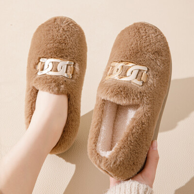 Téli Női Otthon Meleg Cipők Táskák Sarkú Pamut Alkalmi Papucs Vastag szőrme Kényelmes Csúszásgátló Nappali Cipők