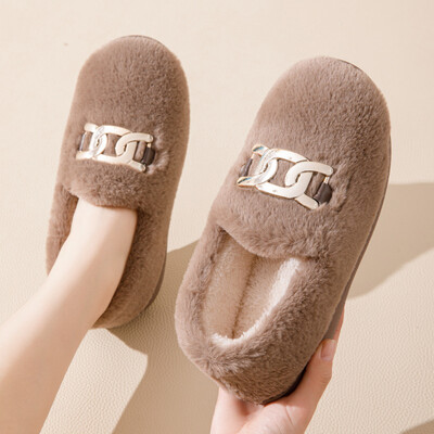 Téli Női Otthon Meleg Cipők Táskák Sarkú Pamut Alkalmi Papucs Vastag szőrme Kényelmes Csúszásgátló Nappali Cipők