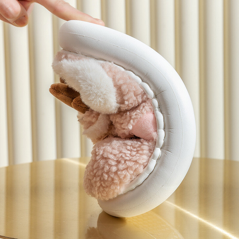 Bumbac de iarnă din blană de pluș, antiderapant, papuci de Crăciun, coarne de cerb, mopuri din bumbac, în aer liber, talpă respirabilă, moale, acasă, cupluri, pantofi