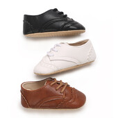 Jauni 0–18 M zīdaiņu apavi zēniem jaundzimušajiem, zīdaiņiem, ikdienišķa kaklasaite Apavu zole, neslīdoša PU ādas pirmie staigāšanas apavi rāpošanai bērnu gultiņā