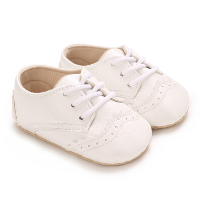 Jauni 0–18 M zīdaiņu apavi zēniem jaundzimušajiem, zīdaiņiem, ikdienišķa kaklasaite Apavu zole, neslīdoša PU ādas pirmie staigāšanas apavi rāpošanai bērnu gultiņā