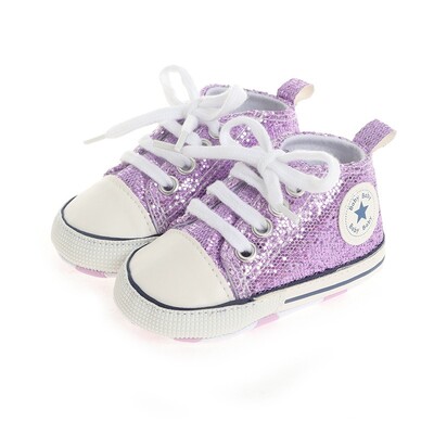 Yibubu Baby Shoes Bling Canvas Zīdaiņu Zīdaiņu Meiteņu Apavi Šņorējami Ērti Zēnu kedas Mīksta Zole Pretslīdēšanas Toddler Pirmie Staigulīši