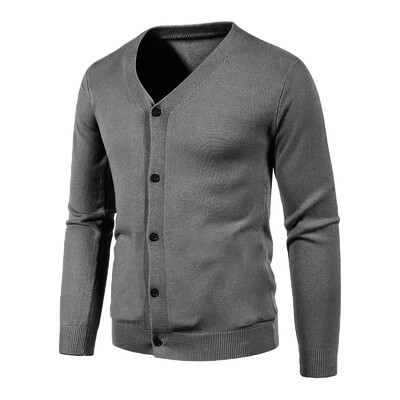 2024 M-5XL de toamnă cardigan tricotat pentru bărbați, subțire, cu decolteu în V, de bază, elastic, subțire, pulover subțire, culoare uni, ocazional, versatil haină