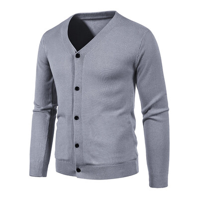 2024 M-5XL de toamnă cardigan tricotat pentru bărbați, subțire, cu decolteu în V, de bază, elastic, subțire, pulover subțire, culoare uni, ocazional, versatil haină