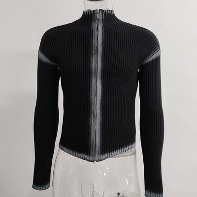 FEWQ Πλεκτό Πλεκτό Πουλόβερ Graffiti Old Slim Fit Πλεκτό T-shirt Ins Lazy Style 2023 Fashion Tops Πουλόβερ 9C3482