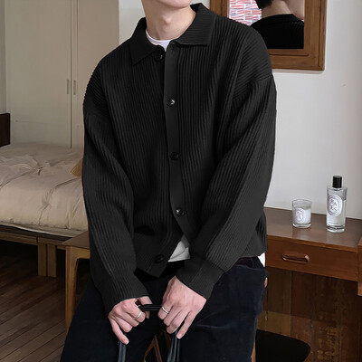 Muški trend crveno zeleni dnevni široki džemperi s gumbima Ugodna pletena kardiga stilska termo jednobojna gornja odjeća dugih rukava Muška