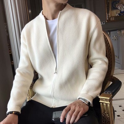 2023 bărbați primăvară toamnă caldă cardigan bărbați cu fermoar pulovere jachete bărbați slim fit tricotat pulover cardigan gros