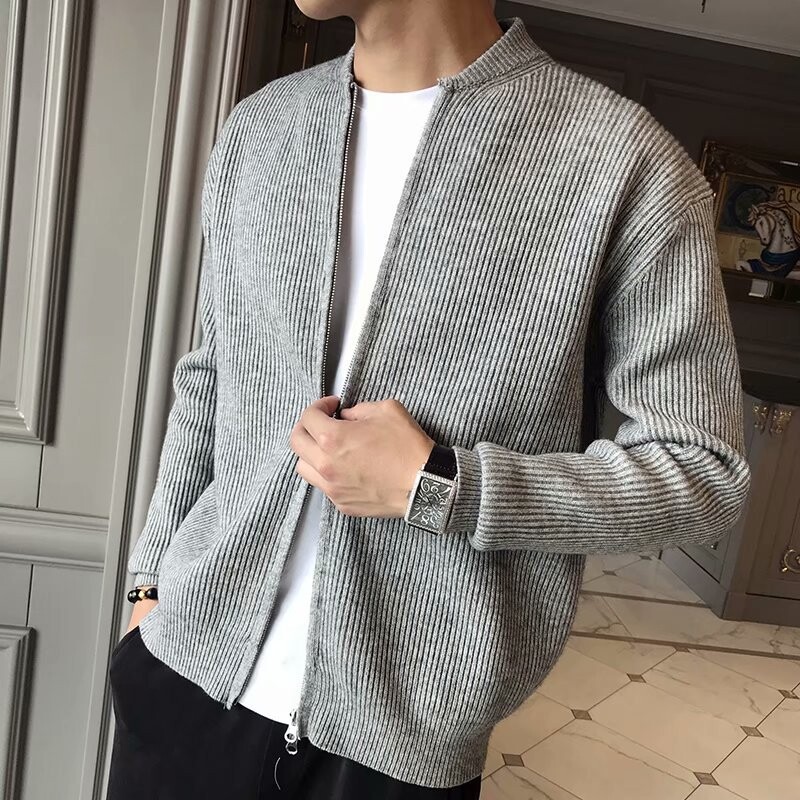 2023 bărbați primăvară toamnă caldă cardigan bărbați cu fermoar pulovere jachete bărbați slim fit tricotat pulover cardigan gros