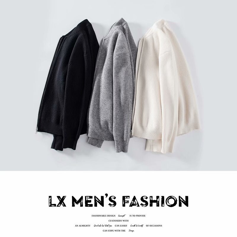 2023 bărbați primăvară toamnă caldă cardigan bărbați cu fermoar pulovere jachete bărbați slim fit tricotat pulover cardigan gros