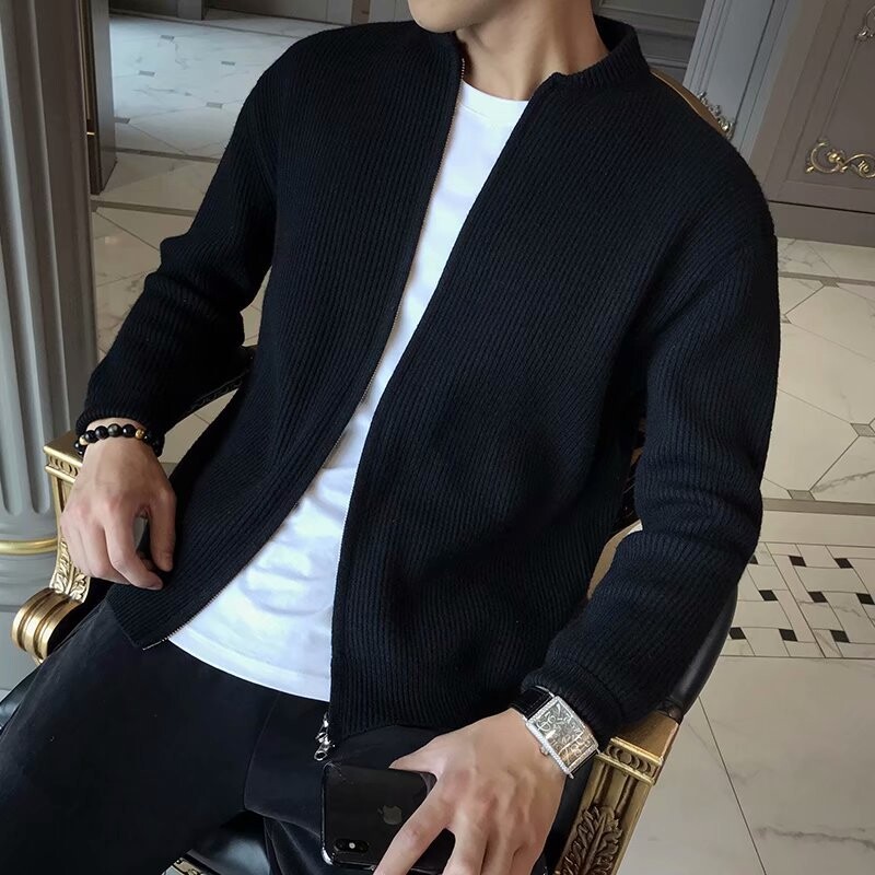 2023 bărbați primăvară toamnă caldă cardigan bărbați cu fermoar pulovere jachete bărbați slim fit tricotat pulover cardigan gros