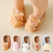 Őszi téli vastag plüss meleg baba első sétálók puha talpú csúszásgátló gyerekek padlózokni aranyos felhő kutya lány fiúk tipegő cipők