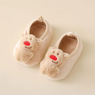 Őszi téli vastag plüss meleg baba első sétálók puha talpú csúszásgátló gyerekek padlózokni aranyos felhő kutya lány fiúk tipegő cipők