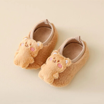 Őszi téli vastag plüss meleg baba első sétálók puha talpú csúszásgátló gyerekek padlózokni aranyos felhő kutya lány fiúk tipegő cipők