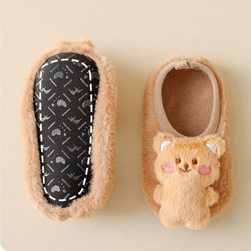 Őszi téli vastag plüss meleg baba első sétálók puha talpú csúszásgátló gyerekek padlózokni aranyos felhő kutya lány fiúk tipegő cipők