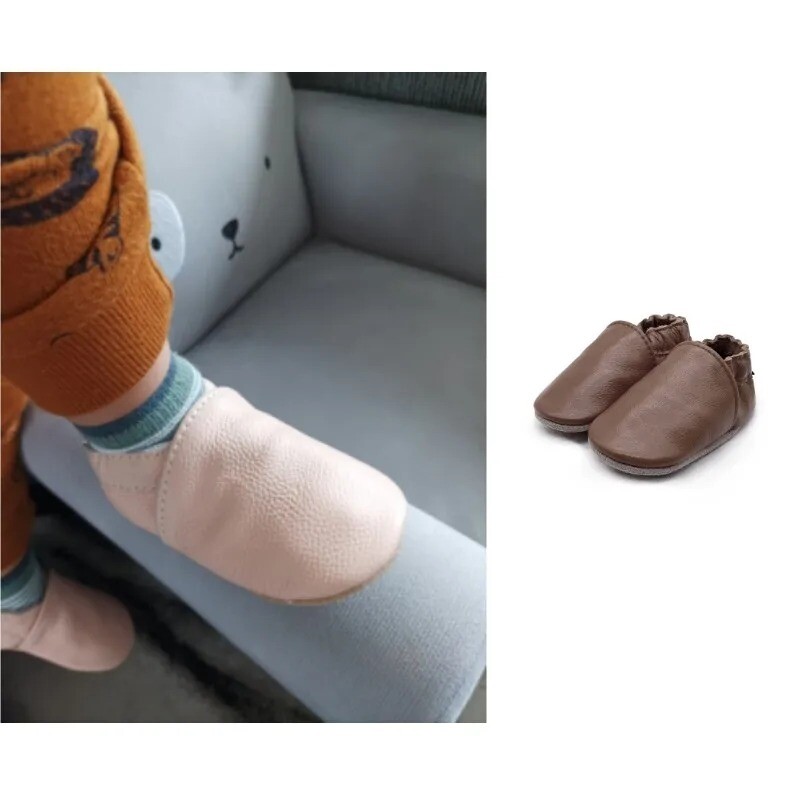 Pantofi pentru bebeluși din piele de vacă Cizme Bebe Talpă moale Încălțăminte anti-alunecare Papuci pentru copii Primi Wakers pentru băieți și fete