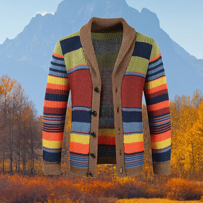 Пролетно-есенна модна мъжка жилетка с V-образно деколте и пуловер Slim Fit Cable Knit Patchwork Вълнена вълна с дълъг ръкав Ежедневно мъжко горнище