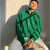 Vīriešu, 2023. gada pavasara rudens modes modes rāvējslēdzējs trikotāžas jakas Vīriešu vienkrāsainas jakas, vīriešu brīvs ikdienas džemperis, virsdrēbes L207