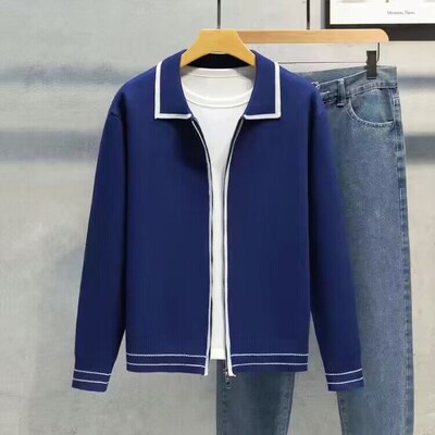 Vīriešu, 2023. gada pavasara rudens modes modes rāvējslēdzējs trikotāžas jakas Vīriešu vienkrāsainas jakas, vīriešu brīvs ikdienas džemperis, virsdrēbes L207