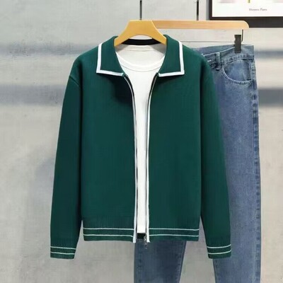 Vīriešu, 2023. gada pavasara rudens modes modes rāvējslēdzējs trikotāžas jakas Vīriešu vienkrāsainas jakas, vīriešu brīvs ikdienas džemperis, virsdrēbes L207