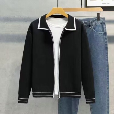 Vīriešu, 2023. gada pavasara rudens modes modes rāvējslēdzējs trikotāžas jakas Vīriešu vienkrāsainas jakas, vīriešu brīvs ikdienas džemperis, virsdrēbes L207