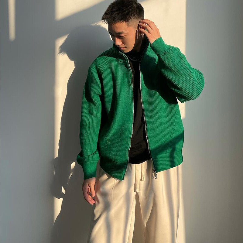 Vīriešu, 2023. gada pavasara rudens modes modes rāvējslēdzējs trikotāžas jakas Vīriešu vienkrāsainas jakas, vīriešu brīvs ikdienas džemperis, virsdrēbes L207