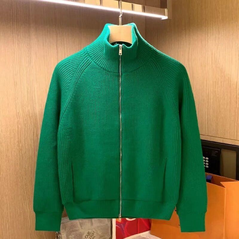 Vīriešu, 2023. gada pavasara rudens modes modes rāvējslēdzējs trikotāžas jakas Vīriešu vienkrāsainas jakas, vīriešu brīvs ikdienas džemperis, virsdrēbes L207