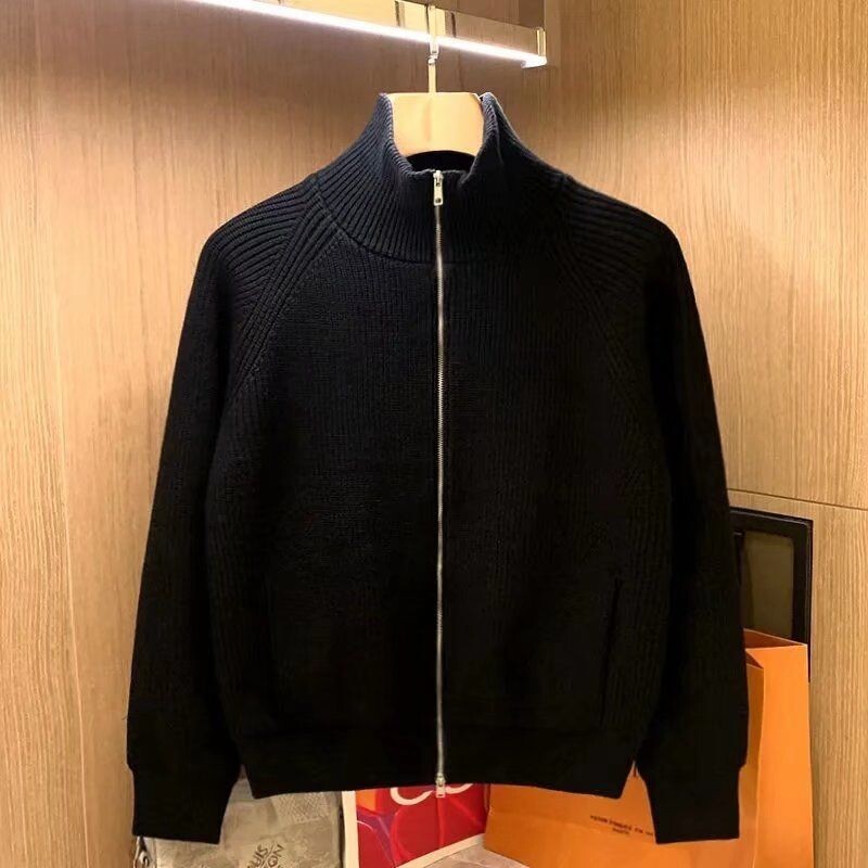 Vīriešu, 2023. gada pavasara rudens modes modes rāvējslēdzējs trikotāžas jakas Vīriešu vienkrāsainas jakas, vīriešu brīvs ikdienas džemperis, virsdrēbes L207