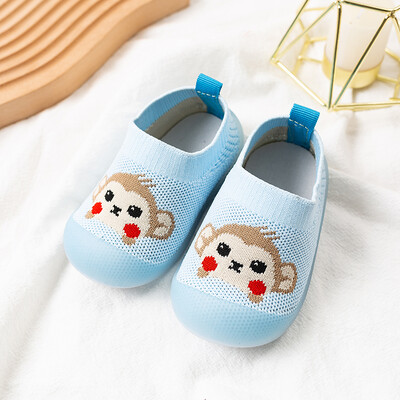 Pavasara rudens jauks mazuļu pirmais staigātājs elpojošs tīklveida mazuļu apavi ar mīkstu apakšu multfilmu dzīvnieki, uzvelkami ikdienas kedas