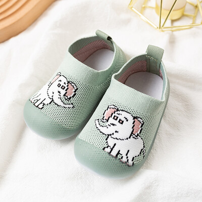 Pavasara rudens jauks mazuļu pirmais staigātājs elpojošs tīklveida mazuļu apavi ar mīkstu apakšu multfilmu dzīvnieki, uzvelkami ikdienas kedas