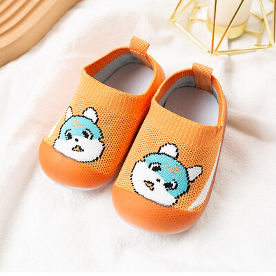 Pavasara rudens jauks mazuļu pirmais staigātājs elpojošs tīklveida mazuļu apavi ar mīkstu apakšu multfilmu dzīvnieki, uzvelkami ikdienas kedas