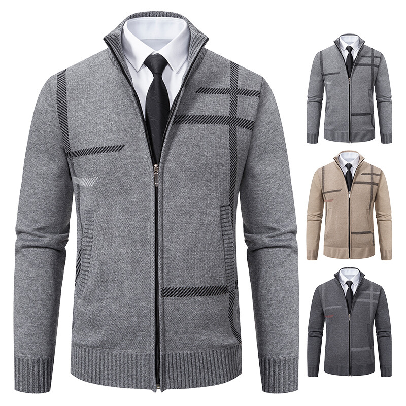 2023. gada jauns pavasara un rudens jakas vīriešu trikotāžas apģērbs, moderns stāvkrekls, ikdienas mētelis, vīriešu apģērbs