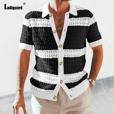 Ladiguard Pulovere de tricotat cu mânecă scurtă pentru bărbați de dimensiuni mari