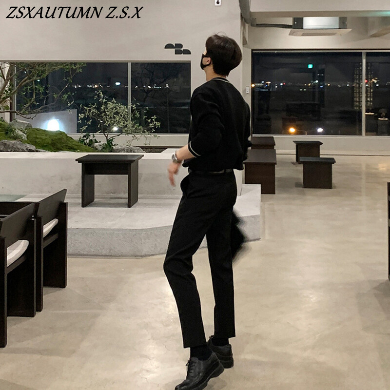 2024 m. vyriškas prabangus megztas megztinis, vienspalvis megztinis ilgomis rankovėmis, laisvalaikio gatvių apranga, raižytos sagos žemyn ant kaklo Vintažinis paltas