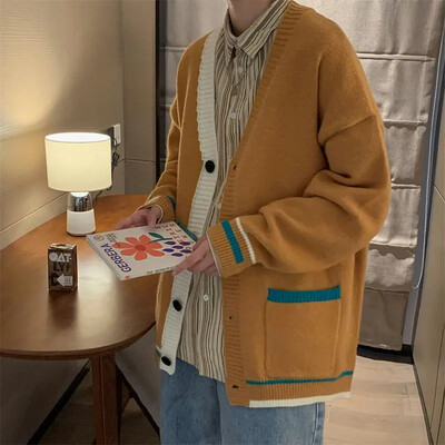 Vīriešu džemperi ar V kakla izgriezumu, balti trikotāžas džemperi vīriešiem, svītraini, melni A 90. gadu vintage lēti ar garām piedurknēm, 100% izvelkami lielizmēra topi