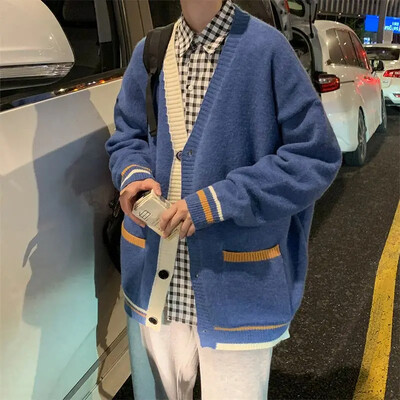 Vīriešu džemperi ar V kakla izgriezumu, balti trikotāžas džemperi vīriešiem, svītraini, melni A 90. gadu vintage lēti ar garām piedurknēm, 100% izvelkami lielizmēra topi