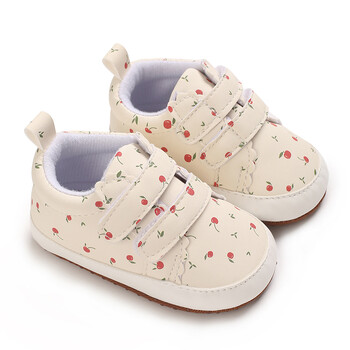 0-18M Бебешки платнени класически спортни обувки Новородено момиче Sweet Cherry Color Blocking First Walkers Shoes Infant Antislip Baby Shoes