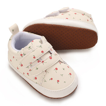 0-18M Бебешки платнени класически спортни обувки Новородено момиче Sweet Cherry Color Blocking First Walkers Shoes Infant Antislip Baby Shoes